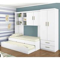 Dormitório Chiara Guarda Roupa, Aéreo 2 Portas E Bicama Branco Com Colchões Physical D20 - Phoenix Baby Branco - 3