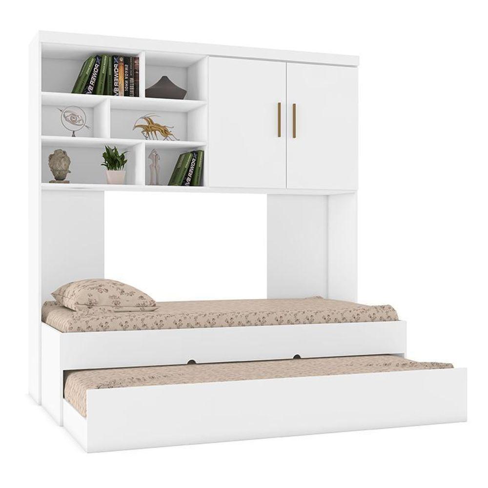 Jogo De Quarto Chiara Módulo Aéreo 2 Portas E Bicama Branco Com Colchões Supreme D33 - Phoenix Baby Branco - 1