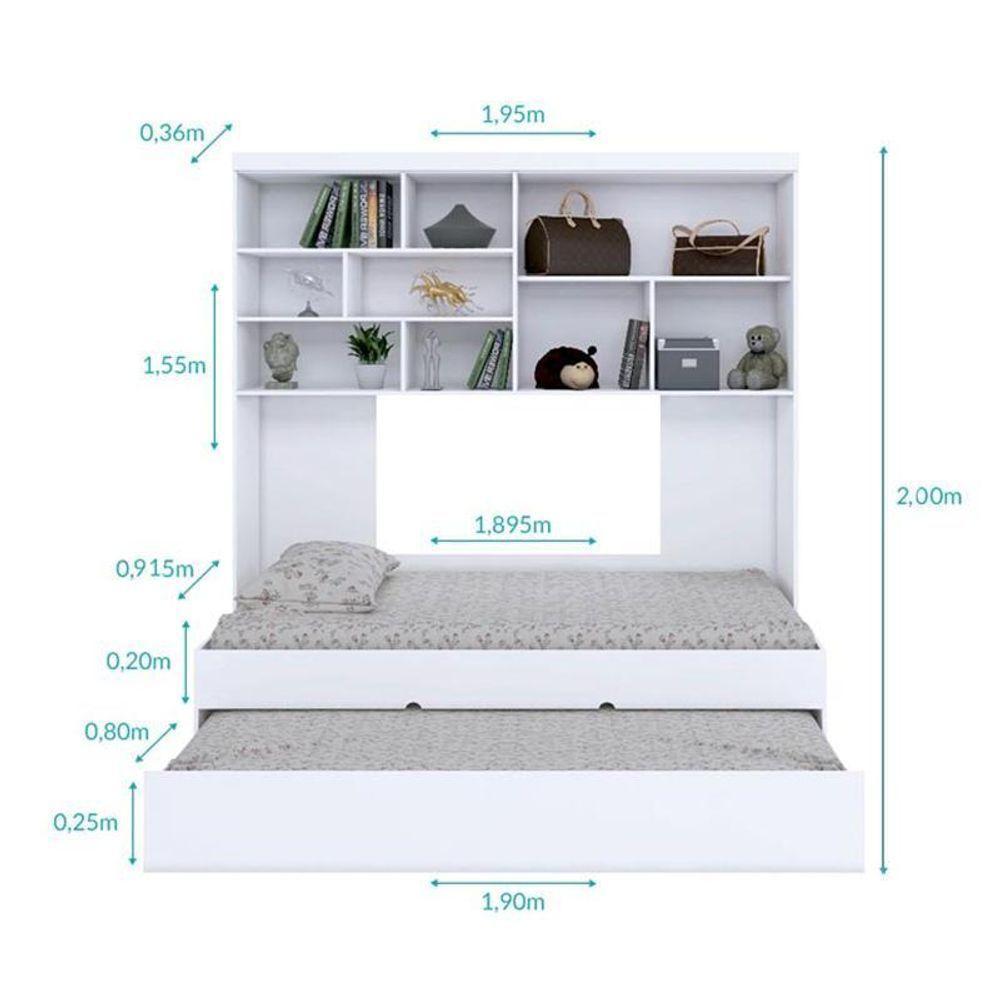 Dormitório Chiara Guarda Roupa, Aéreo 2 Portas E Bicama Branco Com Colchões Supreme D20 - Phoenix Baby Branco - 3