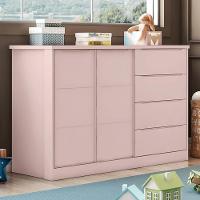 Cômoda Infantil Pietra Com 2 Portas E 4 Gavetas Rosê - Pr Baby Rosê - 2