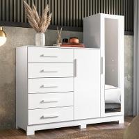 Cômoda New Master Com Espelho, 2 Portas E 5 Gavetas Branco - Móveis Albatroz Branco - 2