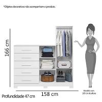 Cômoda New Master Com Espelho, 2 Portas E 5 Gavetas Branco - Móveis Albatroz Branco - 5