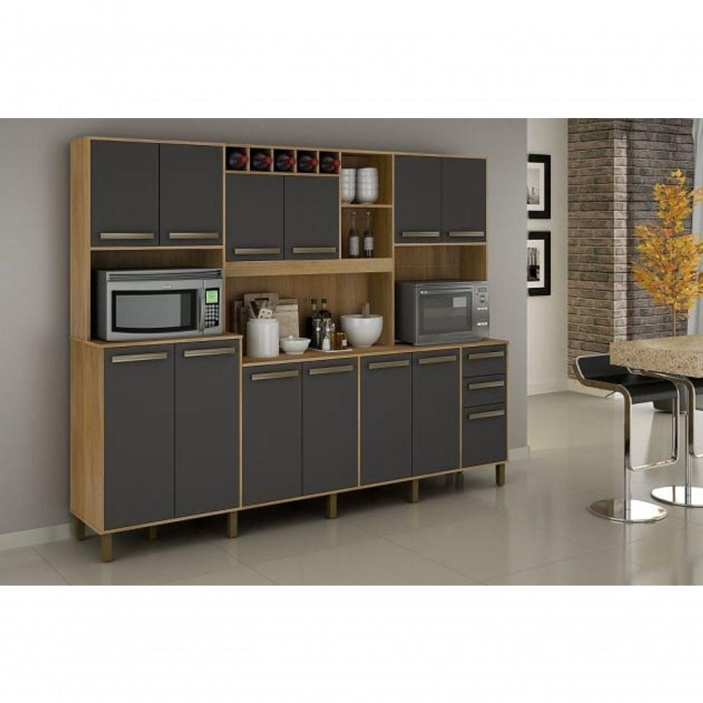 Armario Agata 13 Portas 2 Gavetas 5 Nichos Valdemoveis Cinamomo-grafite - 2