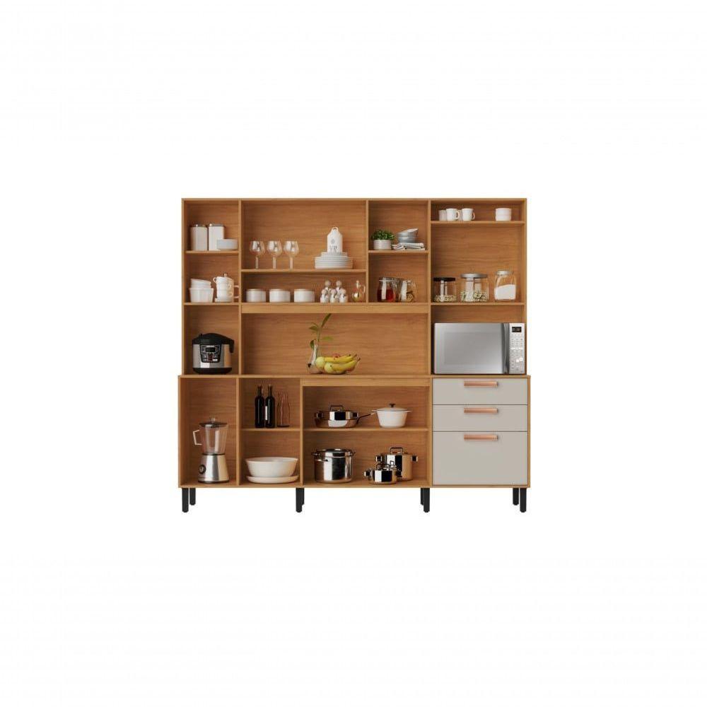 Cozinha Compacta 8 Portas 3 Gavetas 7 Nichos Nápoles Itatiaia Cinamomo-off White - 3