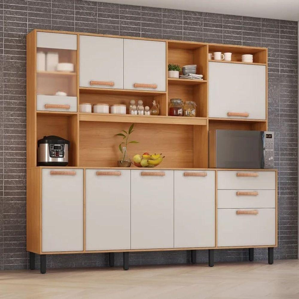 Cozinha Compacta 8 Portas 3 Gavetas 7 Nichos Nápoles Itatiaia Cinamomo-off White - 4