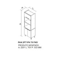 Paneleiro 3 Portas Nicho Para 2 Fornos New Porto - Itatiaia Freijó-off White - 2