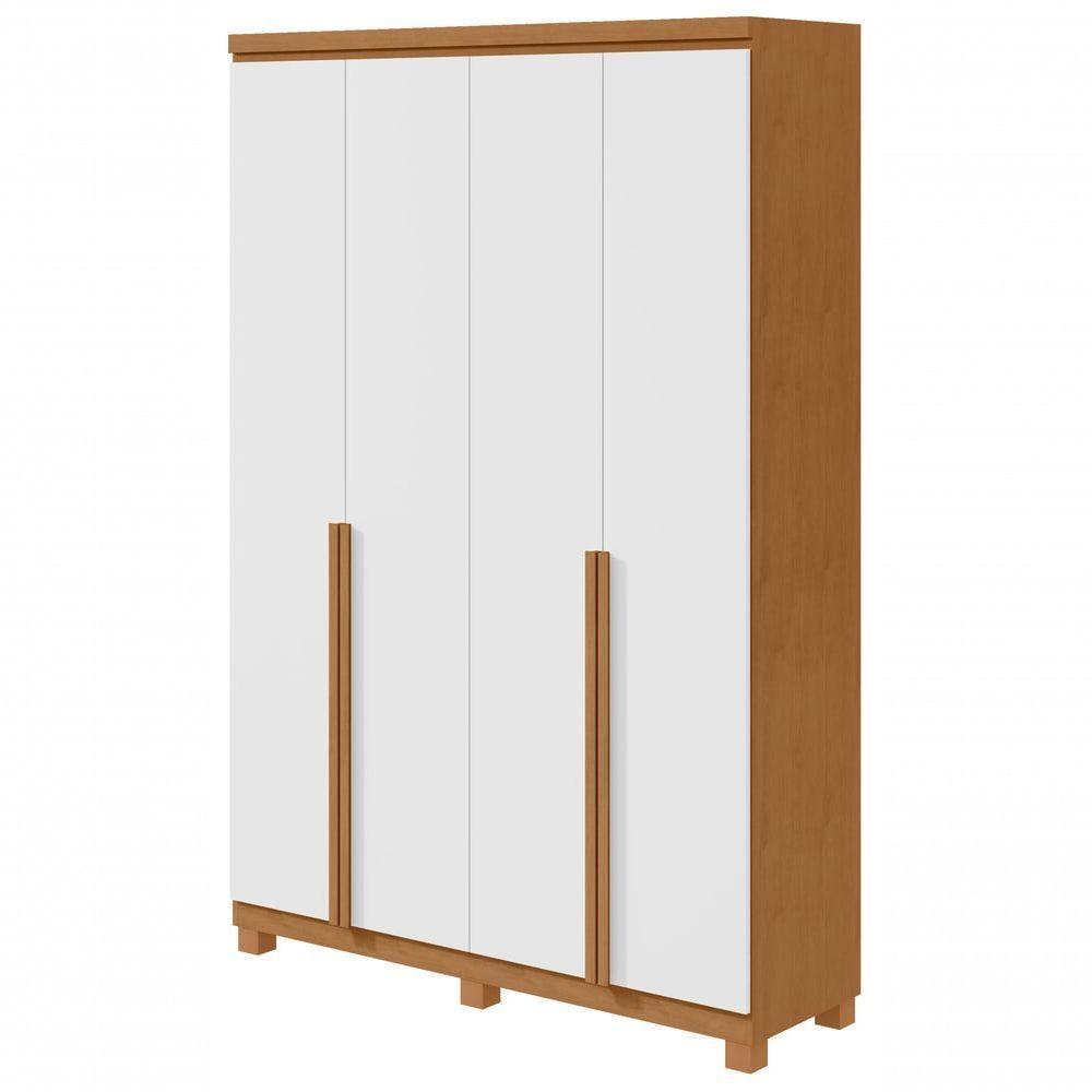 Guarda-roupas 4 Portas 2 Gavetas 100% Mdf Alonzo Sem Espelho E Com Pés - Lopas Amendoa Clean-branco - 1