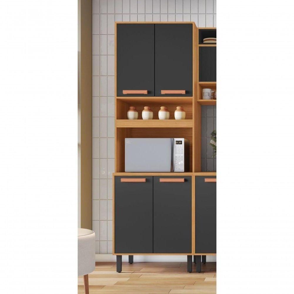 Paneleiro Torre Quente 4 Portas 1 Nicho Para Forno Nápoles - Itatiaia Cinamomo-grafite - 4