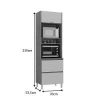 Paneleiro 2 Portas 1 Gaveta Nicho Para 2 Fornos Lumina - Itatiaia Cinamomo-fendi - 2