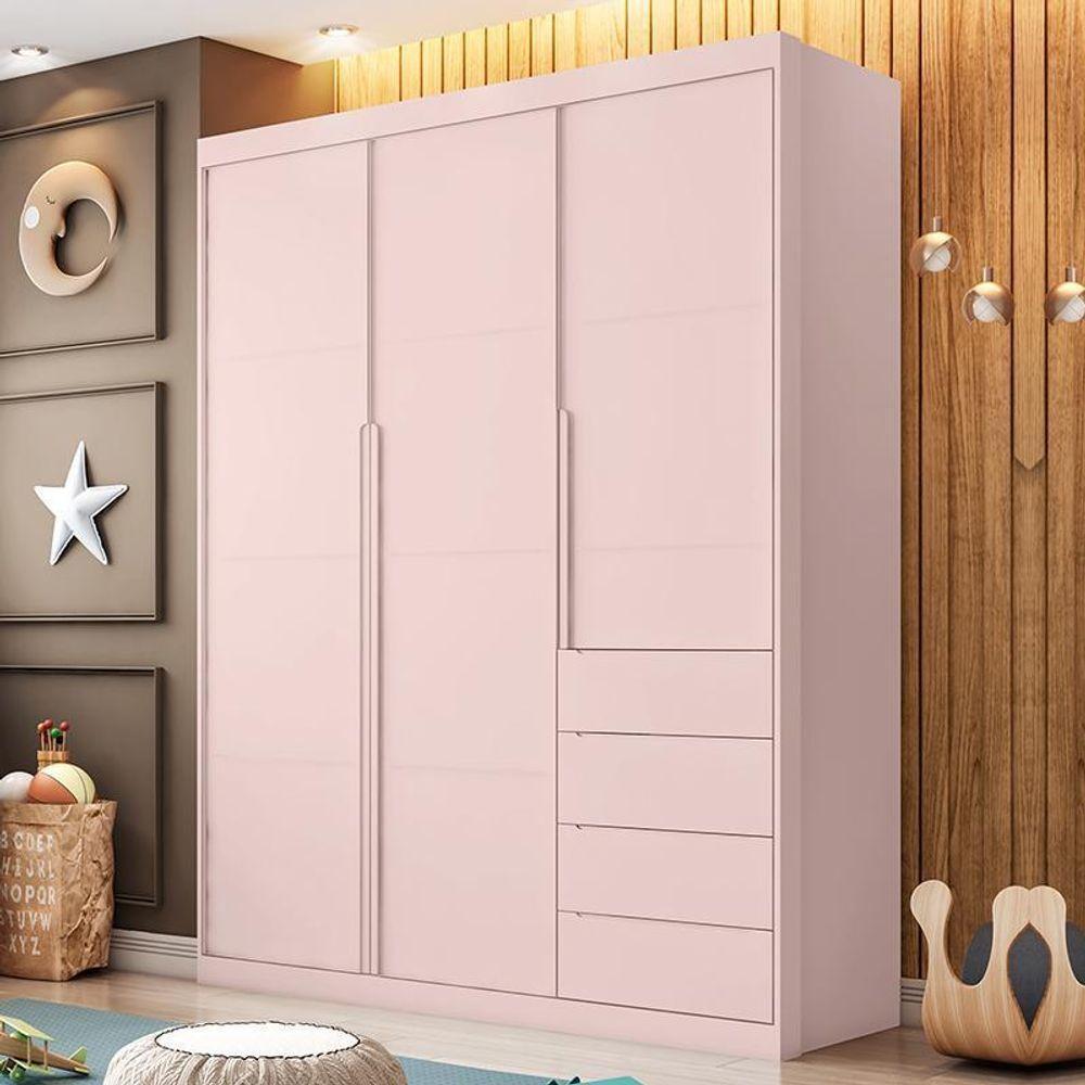Guarda Roupa Infantil Pietra 3 Portas E 4 Gavetas Rosê - Pr Baby Rosê - 2
