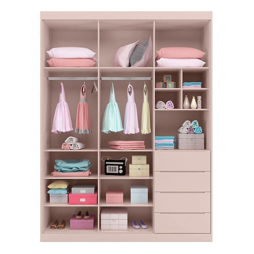 Guarda Roupa Infantil Pietra 3 Portas E 4 Gavetas Rosê - Pr Baby Rosê - 3