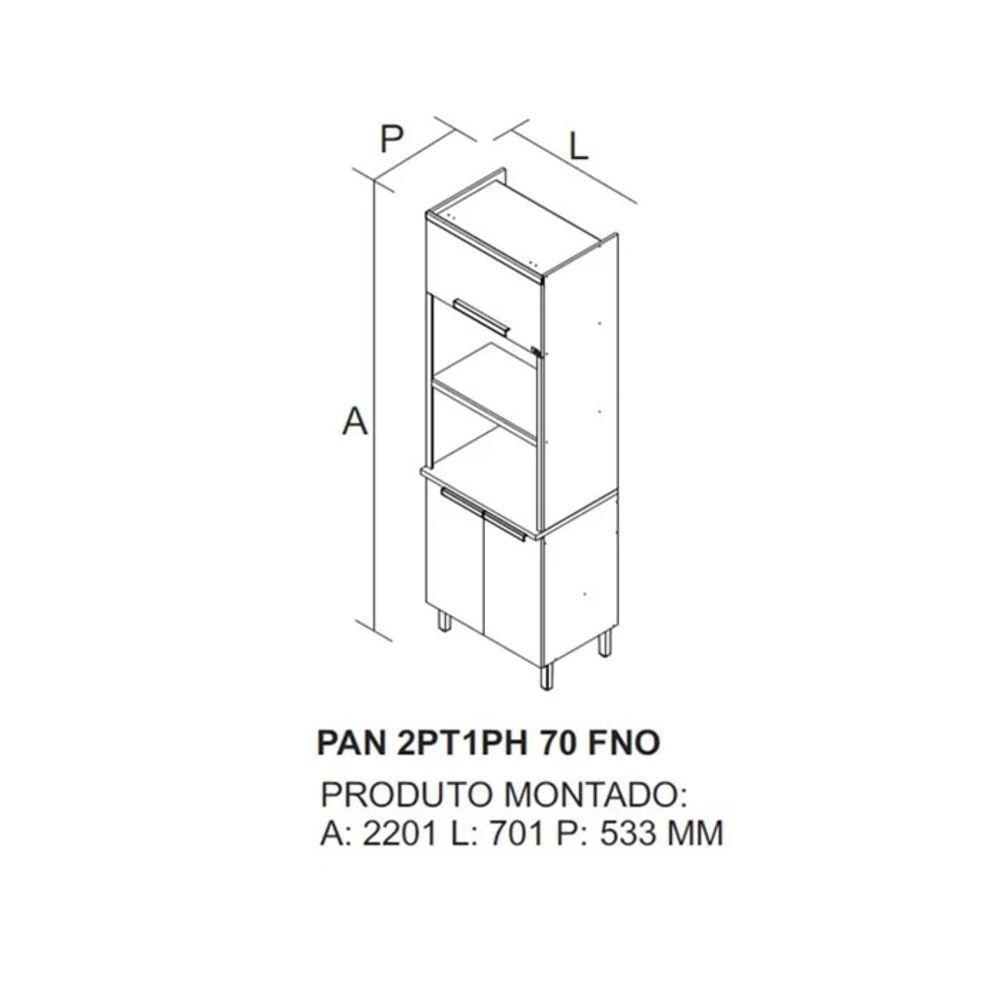 Paneleiro 3 Portas Nicho Para 2 Fornos New Porto - Itatiaia Freijó-off White - 2