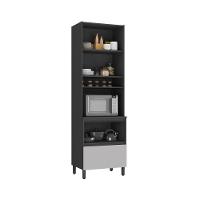 Paneleiro 3 Portas 1 Gaveta Nicho Forno 100% Mdf Lumina - Itatiaia Grafite-fendi - 3