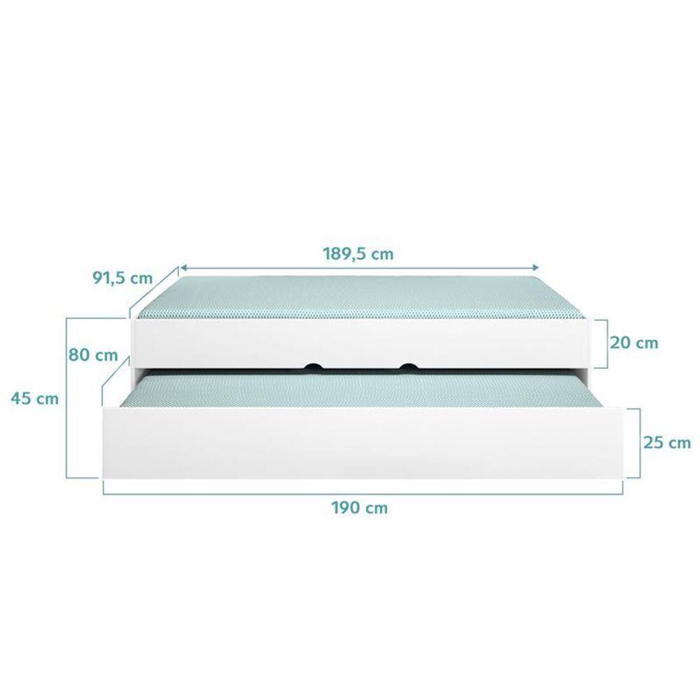 Bicama Solteiro Chiara Branco Com Colchões Physical D20 - Phoenix Baby Branco - 3