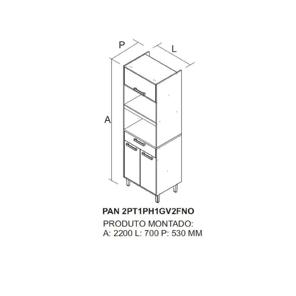 Paneleiro Torre Quente 3 Portas 1 Gaveta 2 Nichos Para Forno E Microondas Napoles - Itatiaia Cinamomo-off White - 2
