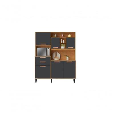 Cozinha Compacta Nápoles 6 Portas 2 Gavetas MDP 160cm Branco Grafite