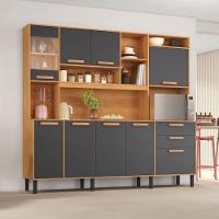 Cozinha Compacta 8 Portas 3 Gavetas 7 Nichos Nápoles Itatiaia Cinamomo-grafite - 2