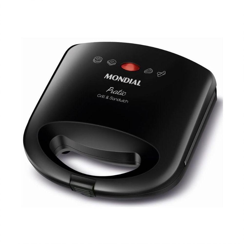 Sanduicheira Grill Sn01 Pratic 2 Em 1 750w De Potência Mondial Preto 127v - 1