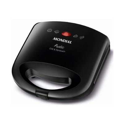 Sanduicheira Grill Sn01 Pratic 2 Em 1 750w De Potência Mondial Preto 127v