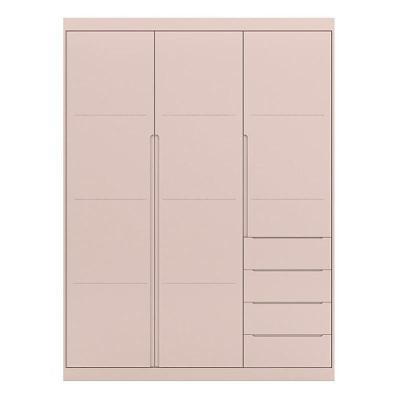 Guarda Roupa Infantil Pérola 3 Portas 4 Gavetas Rosê