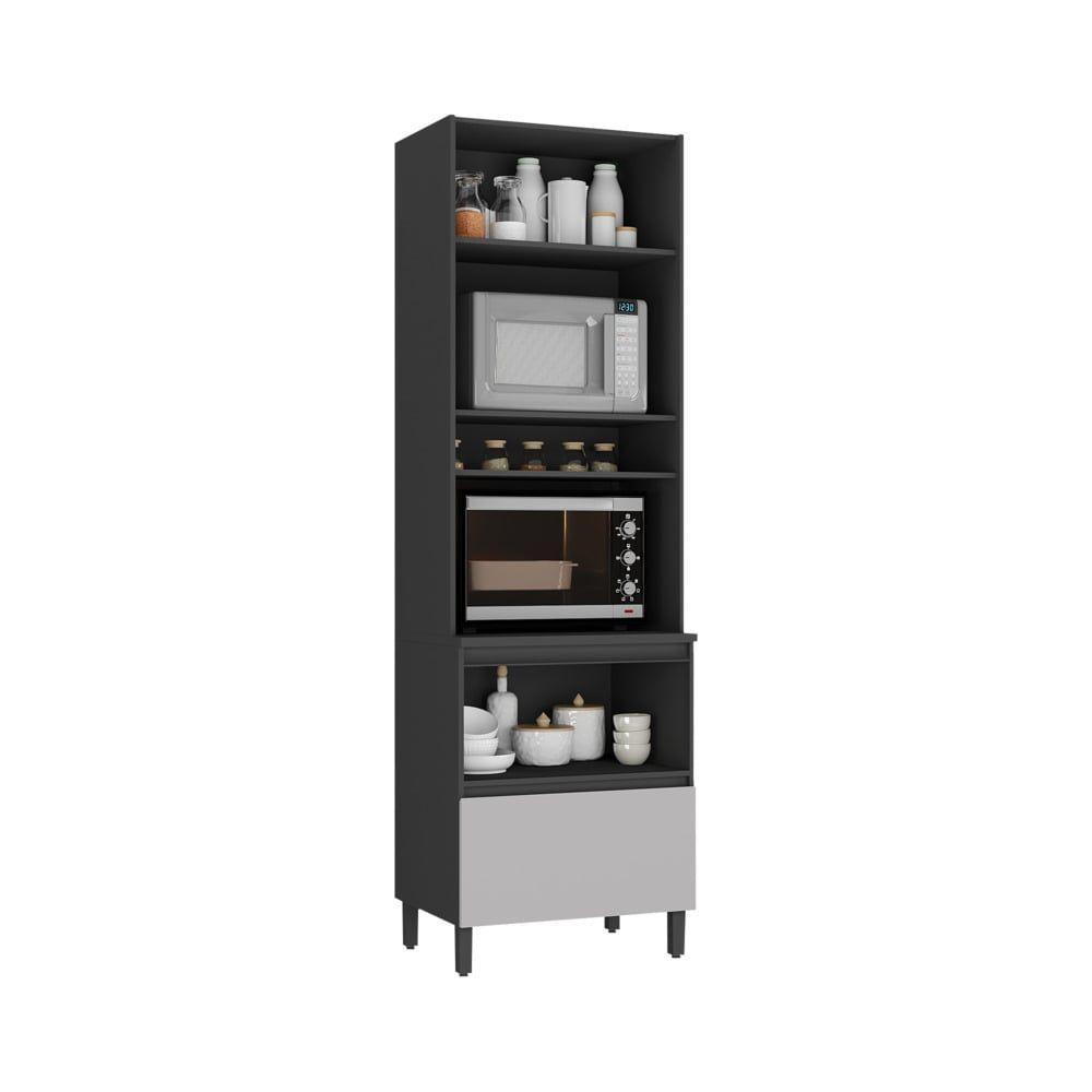 Paneleiro 2 Portas 1 Gaveta Nicho Para 2 Fornos Lumina - Itatiaia Grafite-fendi - 3