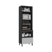 Paneleiro 2 Portas 1 Gaveta Nicho Para 2 Fornos Lumina - Itatiaia Grafite-fendi - 3