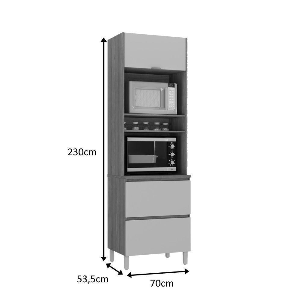 Paneleiro 2 Portas 1 Gaveta Nicho Para 2 Fornos Lumina - Itatiaia Cinamomo-fendi - 2