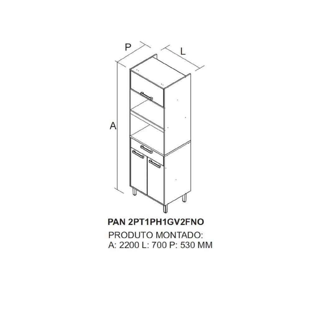 Paneleiro Torre Quente 3 Portas 1 Gaveta 2 Nichos Para Forno E Microondas Napoles - Itatiaia Cinamomo-off White - 2