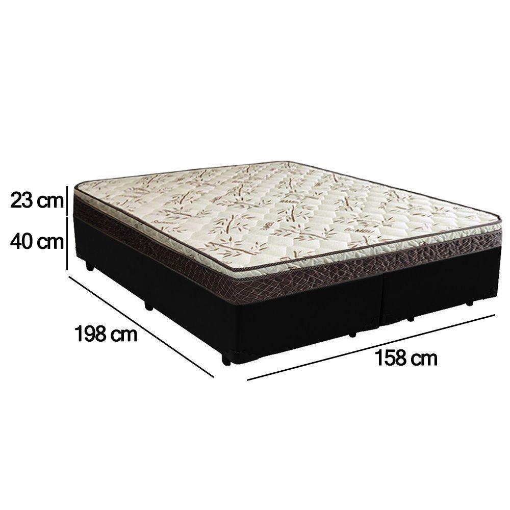 Cama Box Queen Bipartido Sintético + Colchão Elegance Ortopédico Espuma D33 Extra Firme 158x198x63 Preto - 4