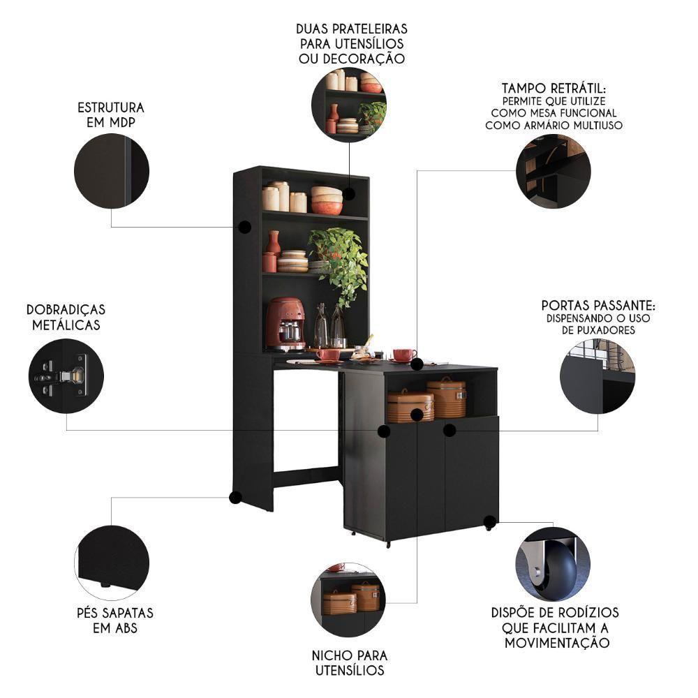 Mesa Bancada Gourmet Cantinho Do Café Salt Preto Z06 - Mpozenato - 3