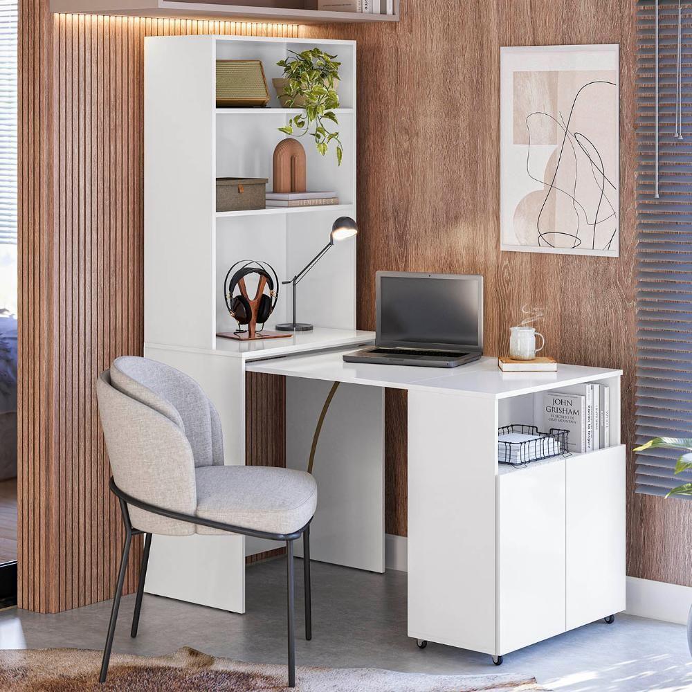Mesa Escrivaninha Bancada De Estudos Para Quarto Salt Branco Z06 - Mpozenato - 2
