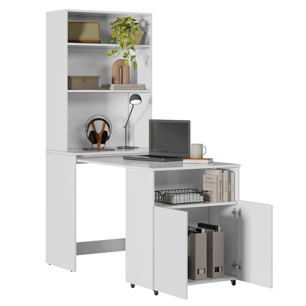Mesa Escrivaninha Bancada De Estudos Para Quarto Salt Branco Z06 - Mpozenato - 7