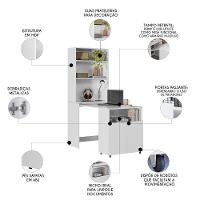 Mesa Escrivaninha Bancada De Estudos Para Quarto Salt Branco Z06 - Mpozenato - 3