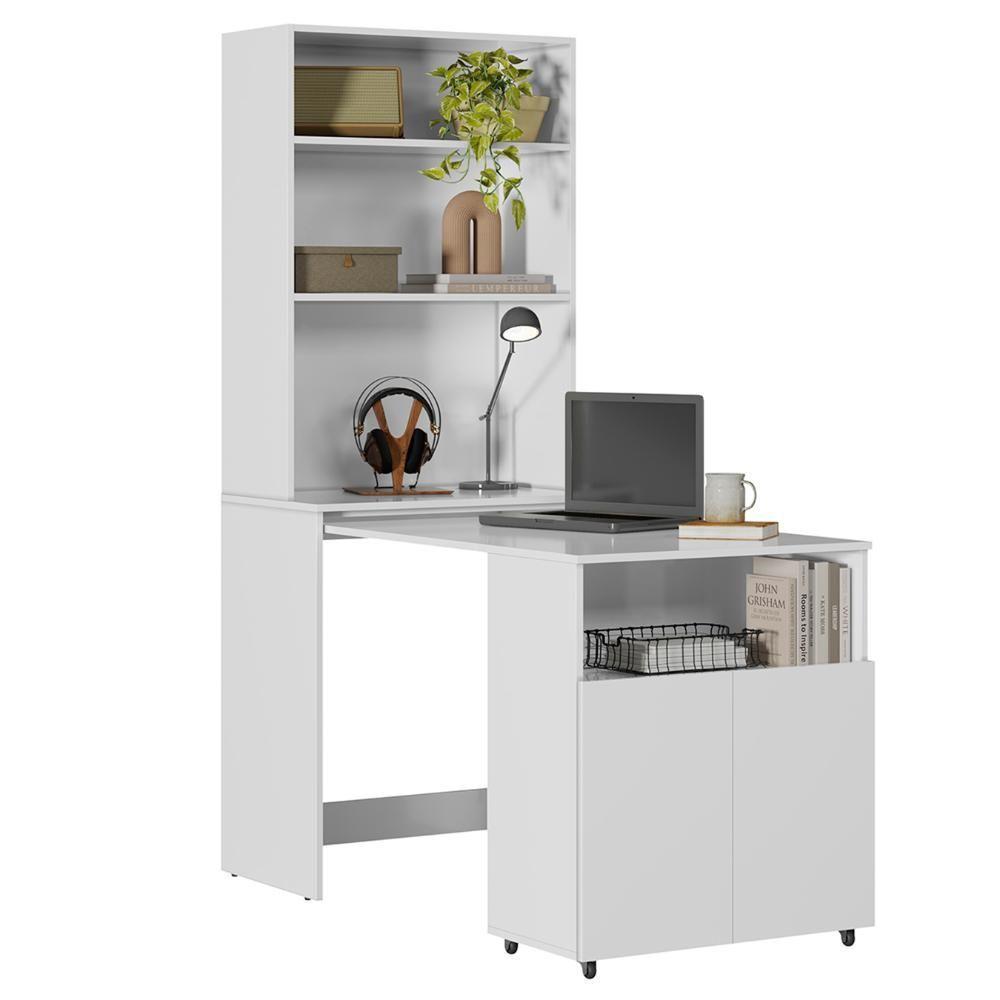 Estante Escrivaninha Com Mesa Bancada Retrátil Salt Branco Z06 - Mpozenato - 1