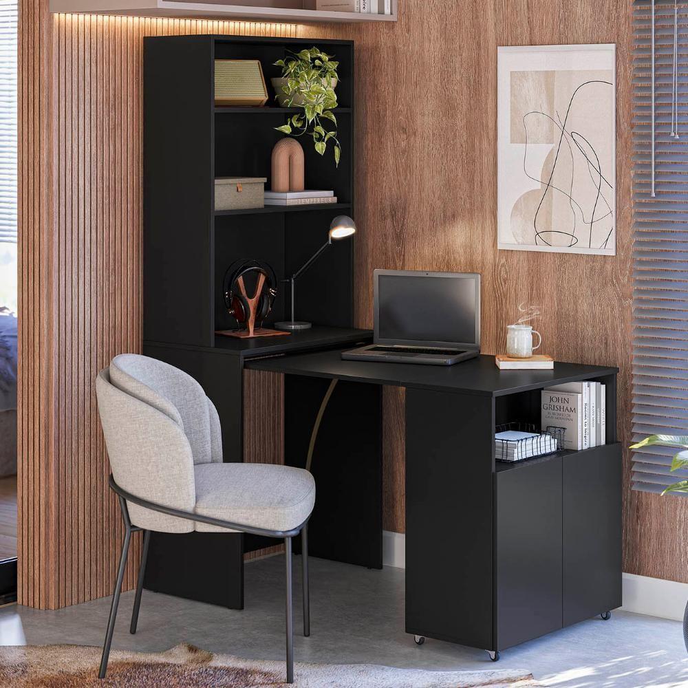 Mesa Escrivaninha Bancada De Estudos Para Quarto Salt Preto Z06 - Mpozenato - 2