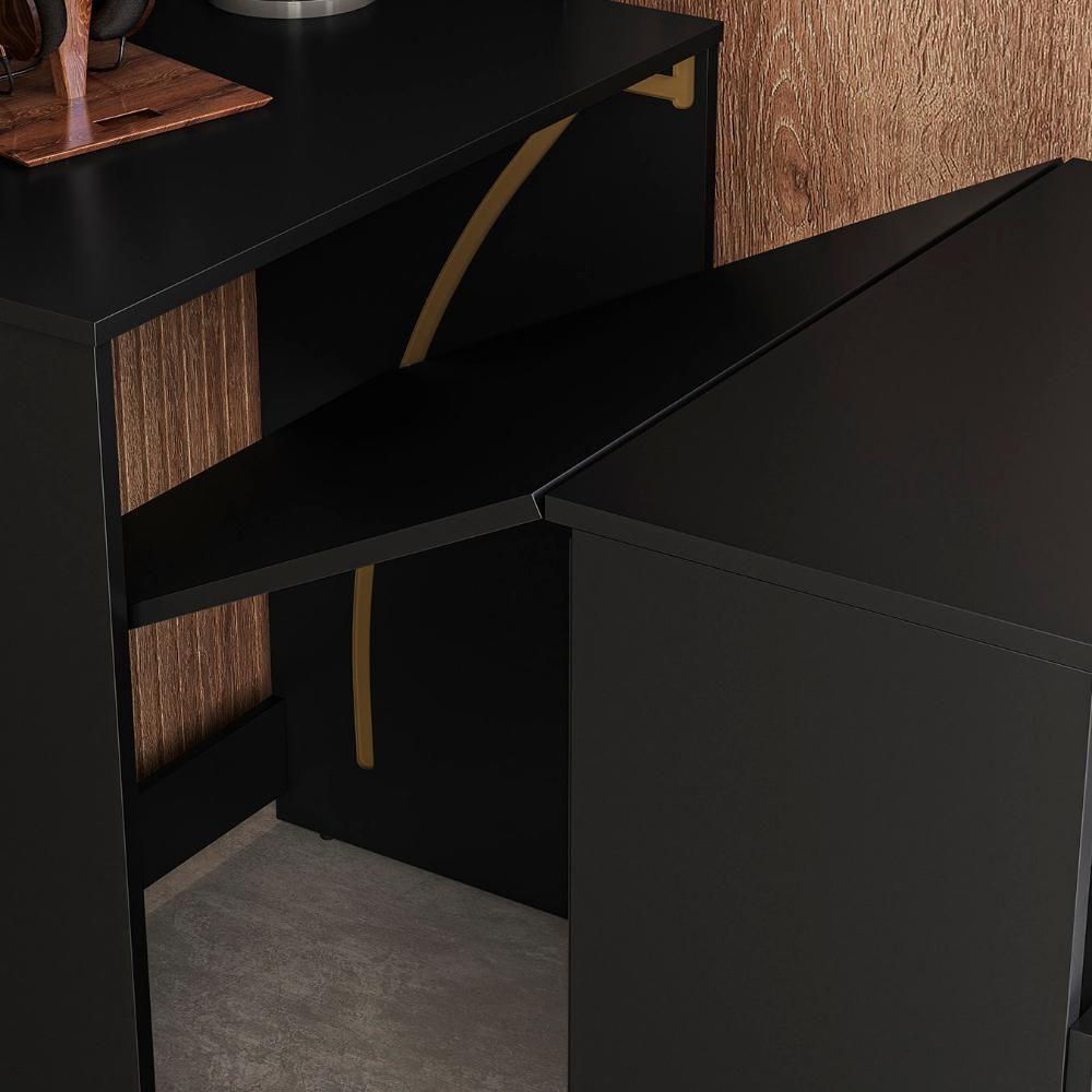 Mesa Escrivaninha Bancada De Estudos Para Quarto Salt Preto Z06 - Mpozenato - 9