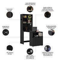 Estante Escrivaninha Com Mesa Bancada Retrátil Salt Preto Z06 - Mpozenato - 3