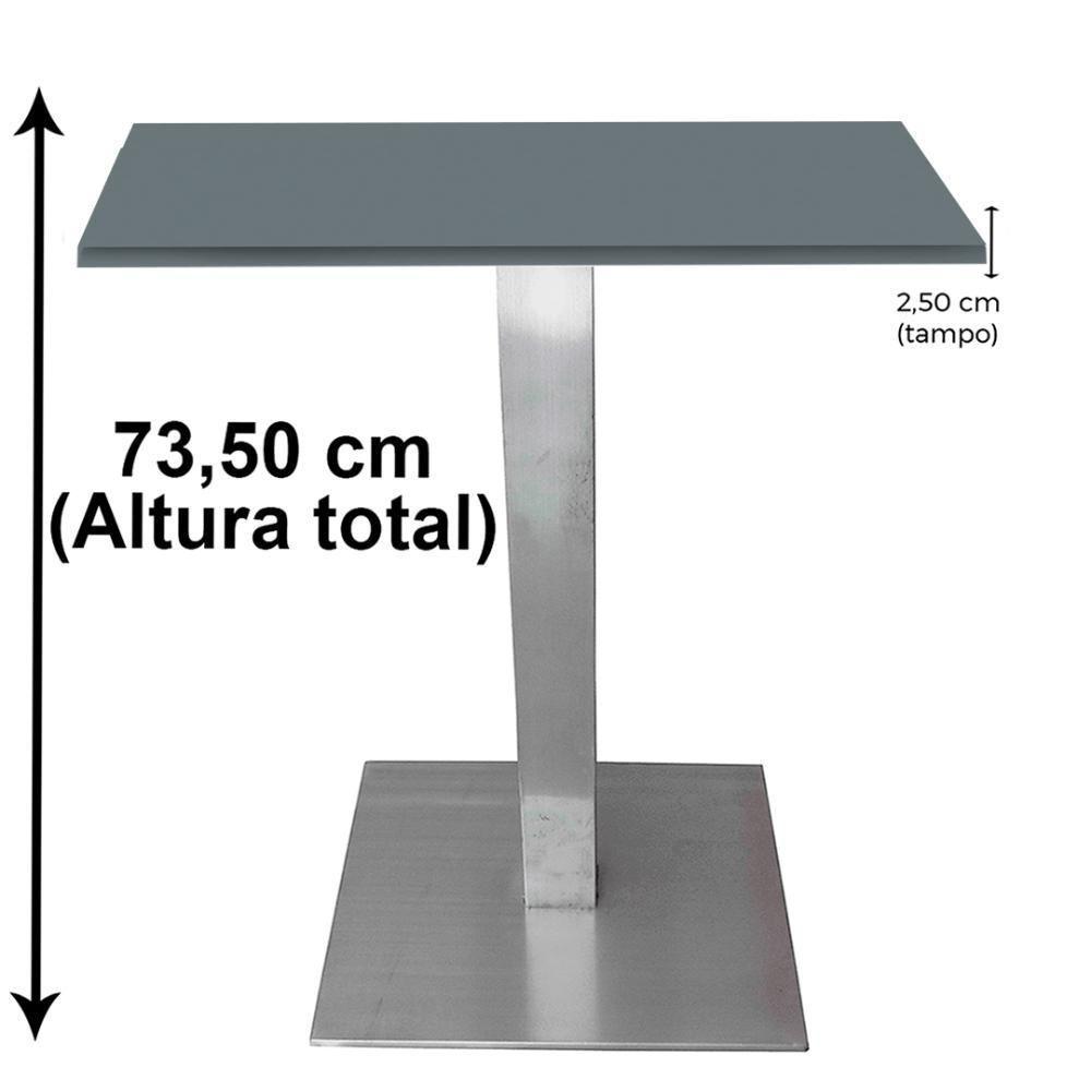 Mesa Quadrada Alpha Inox Prata 73,50 Cm (altura) Tampo Mdp Quadrado 70 Cm Grafito (larg) - 3