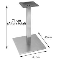 Mesa Quadrada Alpha Inox Prata 73,50 Cm (altura) Tampo Mdp Quadrado 70 Cm Noce Naturalle (larg)