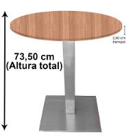 Mesa Quadrada Alpha Inox Prata 73,50 Cm (altura) Tampo Mdp Redondo 80 Cm Noce Naturalle (larg) - 3
