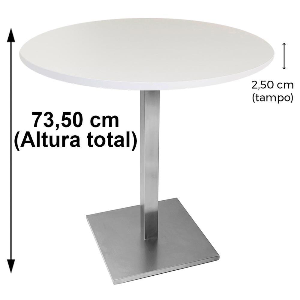 Mesa Quadrada Alpha Inox Prata 73,50 Cm (altura) Tampo Mdp Redondo 80 Cm Branco (larg) - 3