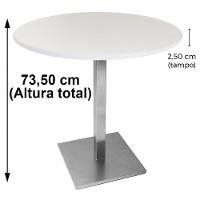Mesa Quadrada Alpha Inox Prata 73,50 Cm (altura) Tampo Mdp Redondo 80 Cm Branco (larg) - 3