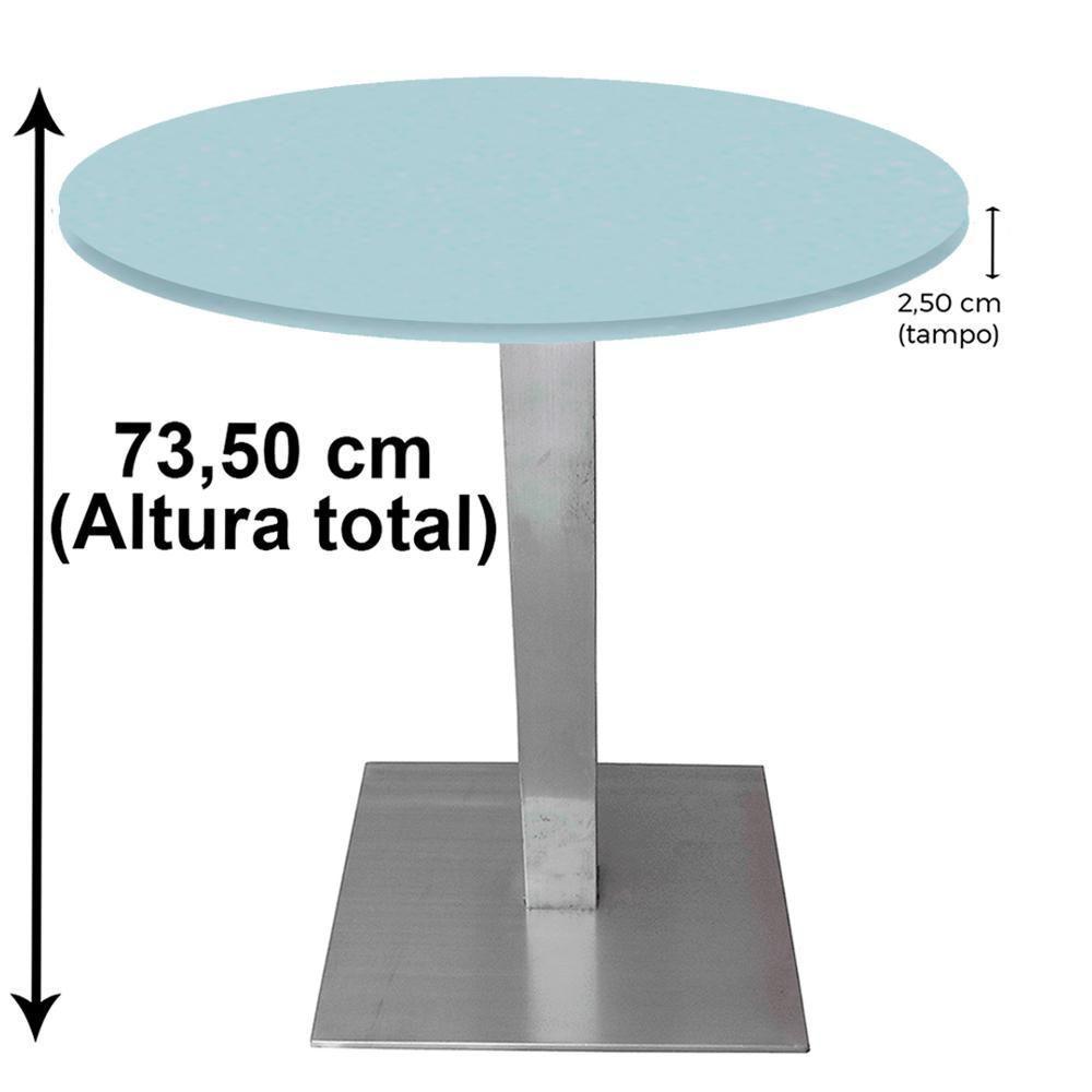 Mesa Quadrada Alpha Inox Prata 73,50 Cm (altura) Tampo Mdp Redondo 60 Cm Cinza (larg) - 3
