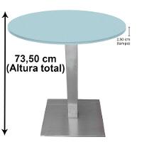 Mesa Quadrada Alpha Inox Prata 73,50 Cm (altura) Tampo Mdp Redondo 60 Cm Cinza (larg) - 3
