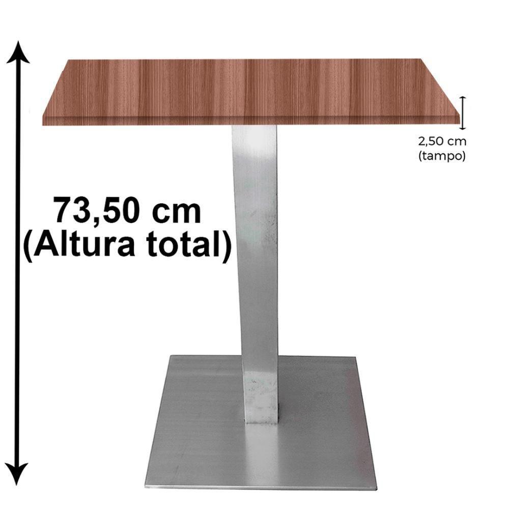 Mesa Quadrada Alpha Inox Prata 73,50 Cm (altura) Tampo Mdp Quadrado 80 Cm Walnut (larg) - 3