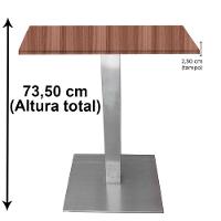 Mesa Quadrada Alpha Inox Prata 73,50 Cm (altura) Tampo Mdp Quadrado 80 Cm Walnut (larg) - 3
