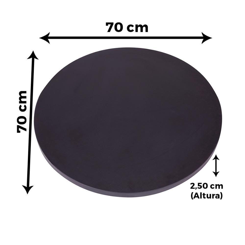 Mesa Quadrada Alpha Inox Prata 73,50 Cm (altura) Tampo Mdp Redondo 70 Cm Preto (larg) - 3