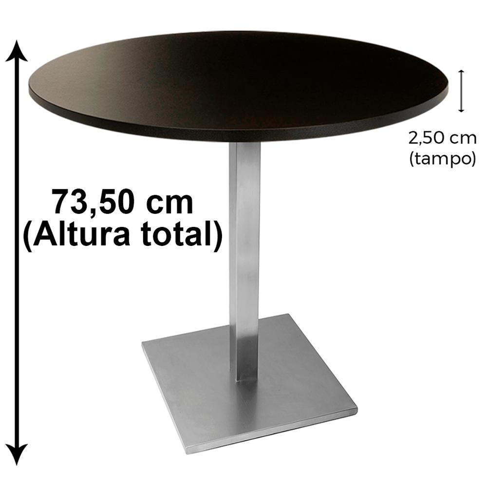 Mesa Quadrada Alpha Inox Prata 73,50 Cm (altura) Tampo Mdp Redondo 70 Cm Preto (larg) - 6
