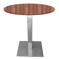 Mesa Quadrada Alpha Inox Prata 73,50 Cm (altura) Tampo Mdp Redondo 80 Cm Walnut (larg) - 1