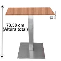 Mesa Quadrada Alpha Inox Prata 73,50 Cm (altura) Tampo Mdp Quadrado 60 Cm Noce Naturalle (larg) - 2